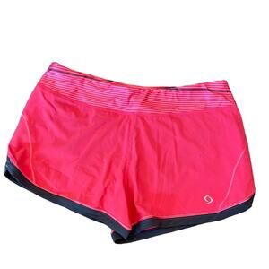 MOVING COMFORT Cute Pink Grey Workout Athletic Shorts Large